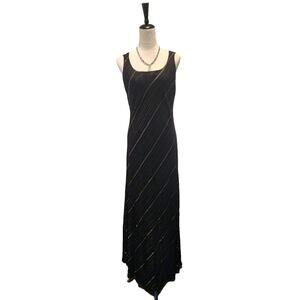 Vintage Whimsigoth 90's Los Angeles Women's Bias Cut Evening Slip Dress Black 14